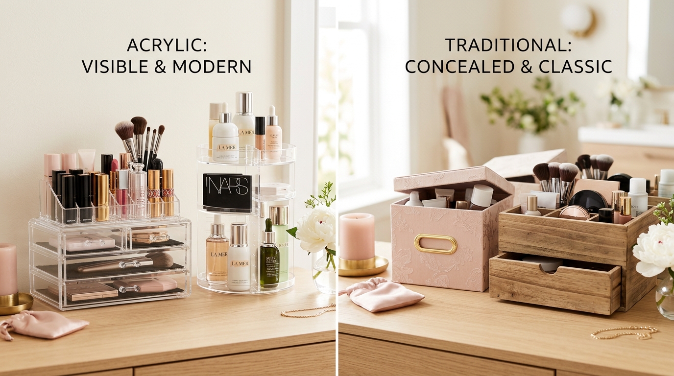 Clear Acrylic Organizers vs Traditional Makeup Storage